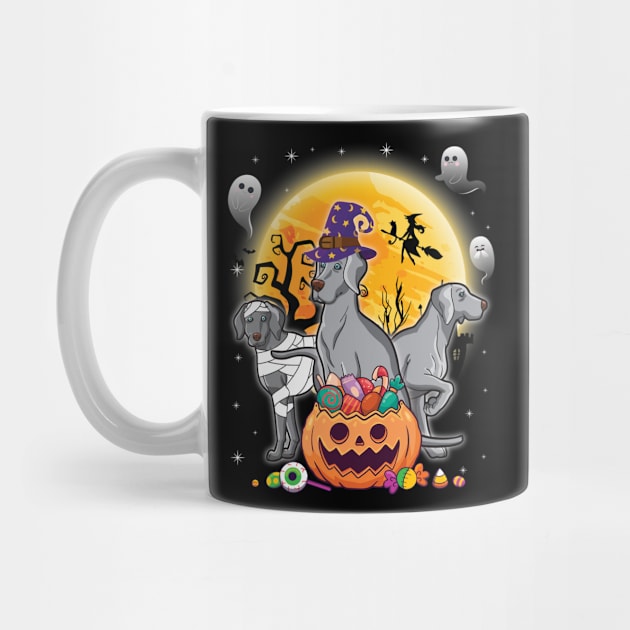 Weimaraner Dog Mummy Witch Moon Ghosts Happy Halloween Thanksgiving Merry Christmas Day by joandraelliot